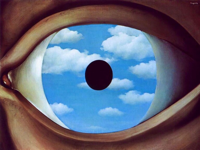 René Magritte, ll falso specchio, dipinto 1928